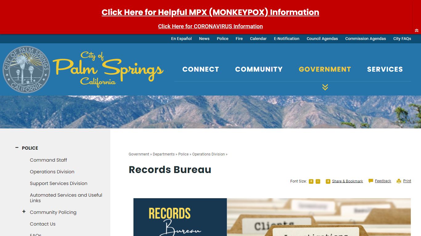 Records Bureau | City of Palm Springs