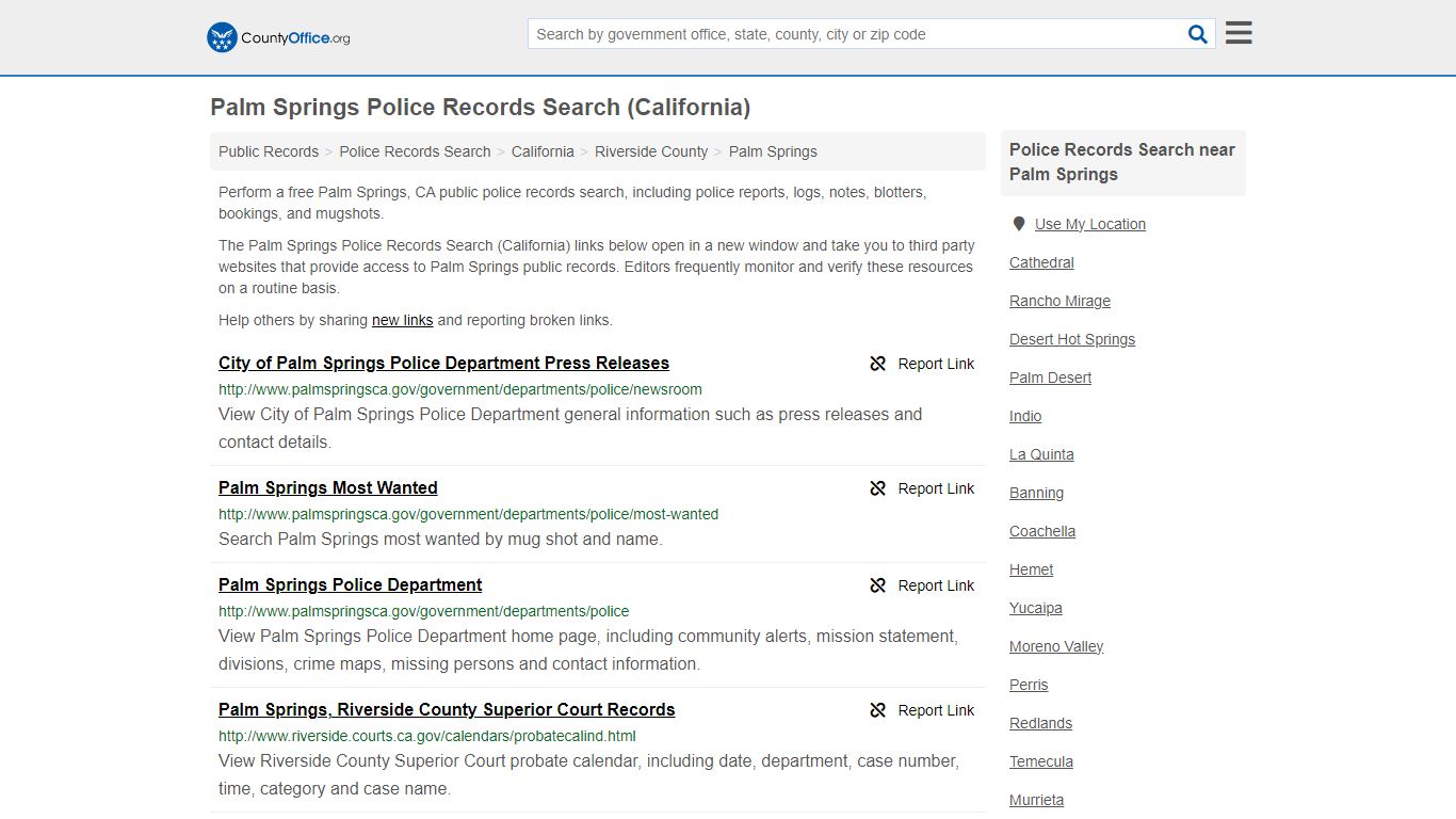 Police Records Search - Palm Springs, CA (Accidents & Arrest Records)